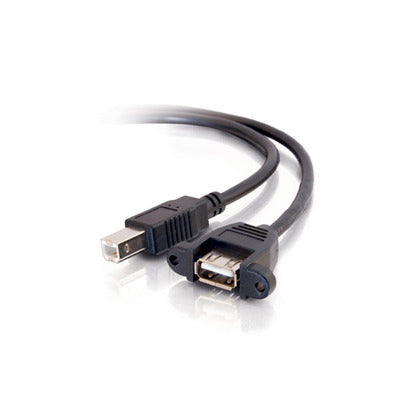 C2G 3ft USB 2.0 A Female to B Male Panel Mount Cable USB cable 0.9 m USB A USB B Black