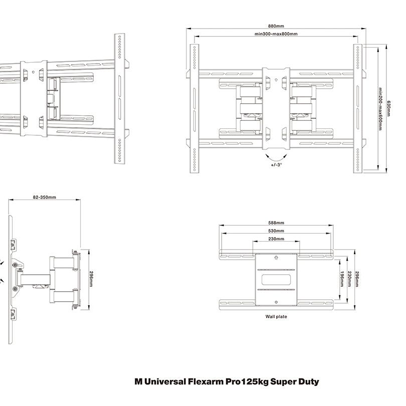 Multibrackets M Universal Flexarm Pro 125kg Super Duty