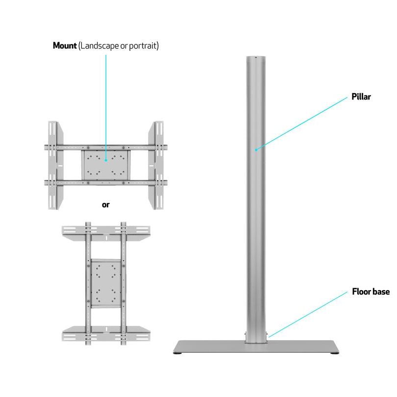 Multibrackets M Display Stand 180 Single Silver w. Floorbase