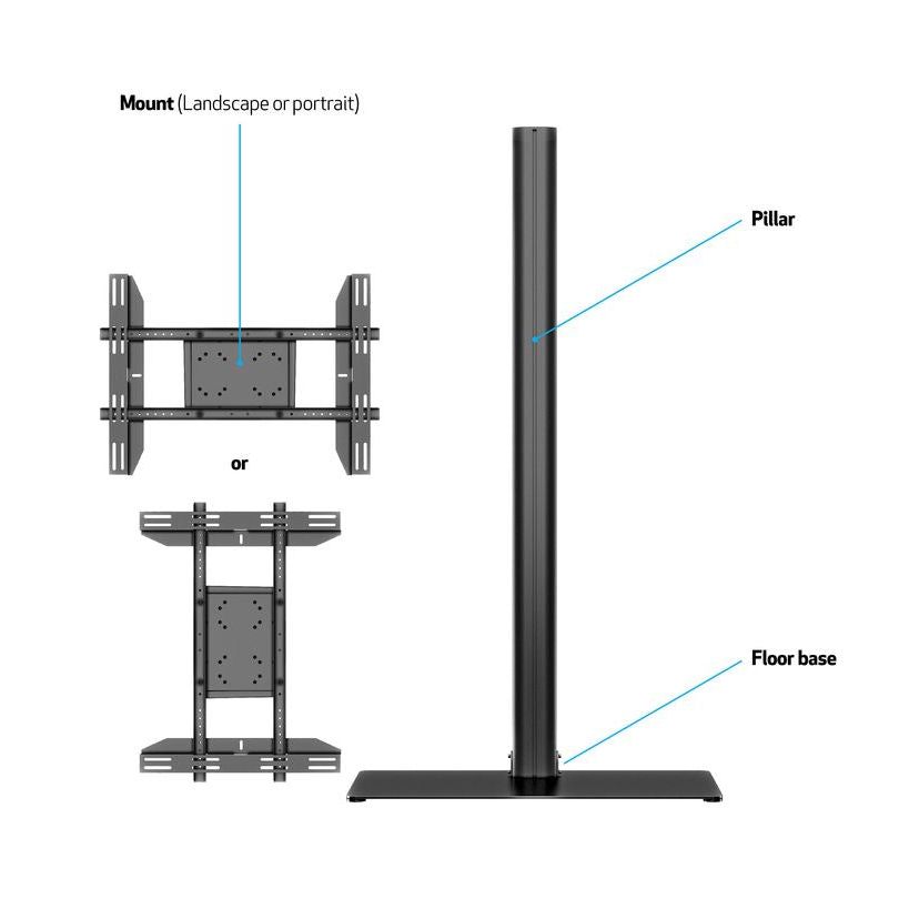 Multibrackets M Display Stand 180 Single Black w. Floorbase
