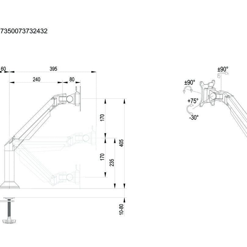 Multibrackets M VESA Gas Lift Arm Desk or Wall Basic Black HD