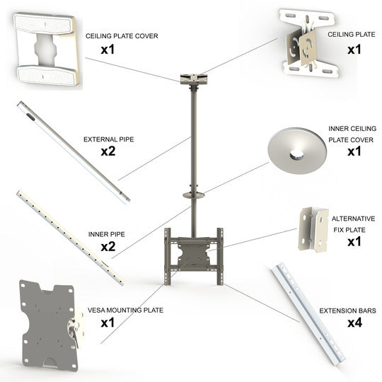 Multibrackets M Public Ceilingmount Medium Single White 3000