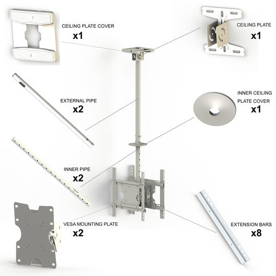 Multibrackets M Public Ceilingmount Medium Back to Back White 3000