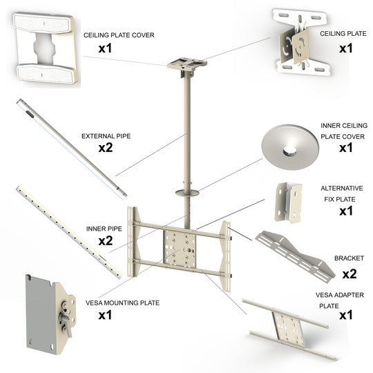 Multibrackets M Public Ceilingmount Large Single White 3000