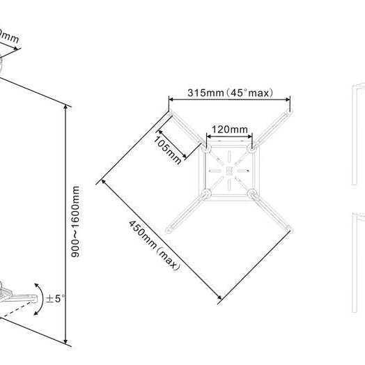 Multibrackets M Universal Projector Ceiling Mount 900-1600 with Finetune