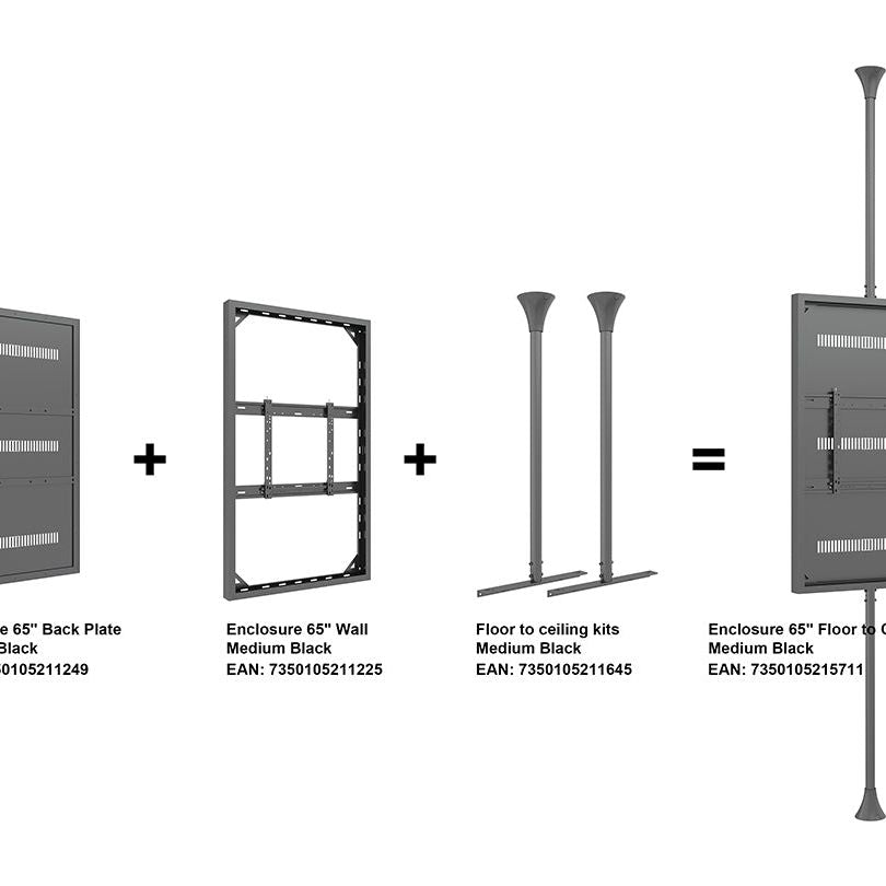 Multibrackets M Pro Series Enclosure 65" Floor to Ceiling Medium Black