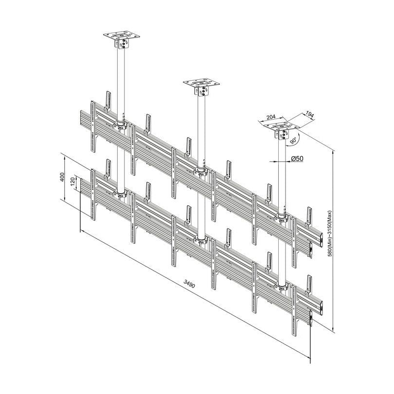 Multibrackets M Ceiling Mount Pro MBC3X2U2