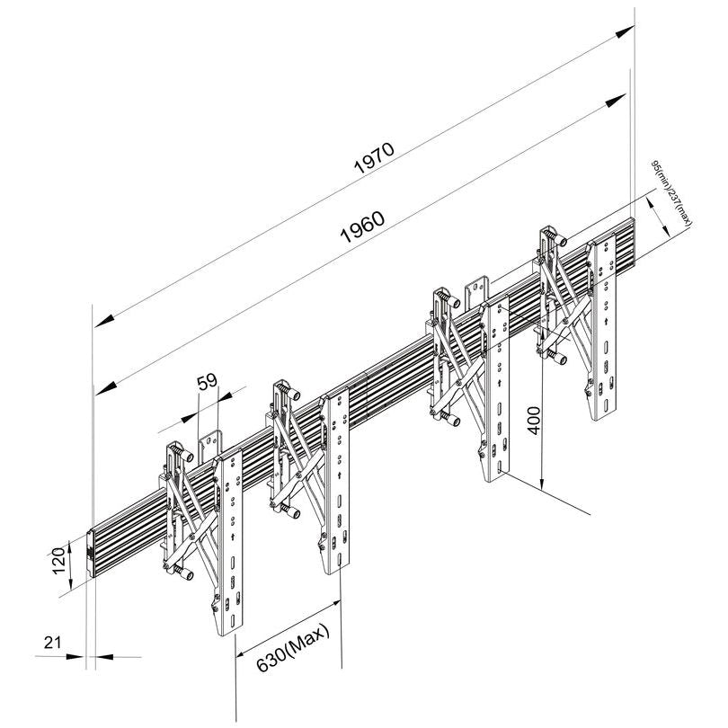 Multibrackets M Wallmount Pro MBW2U Push In Pop Out Black