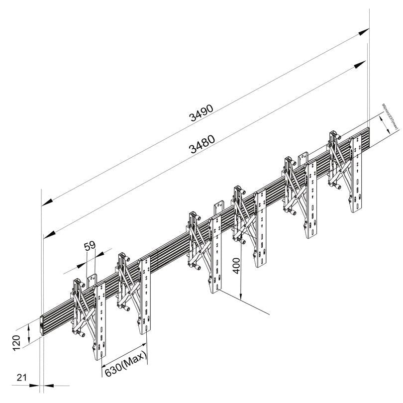 Multibrackets M Wallmount Pro MBW3X1U Push In Pop Out Black