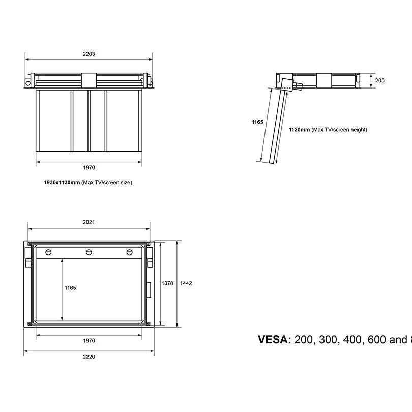 Multibrackets M Motorized Ceilingmount Inverted w/lid 65"-86"