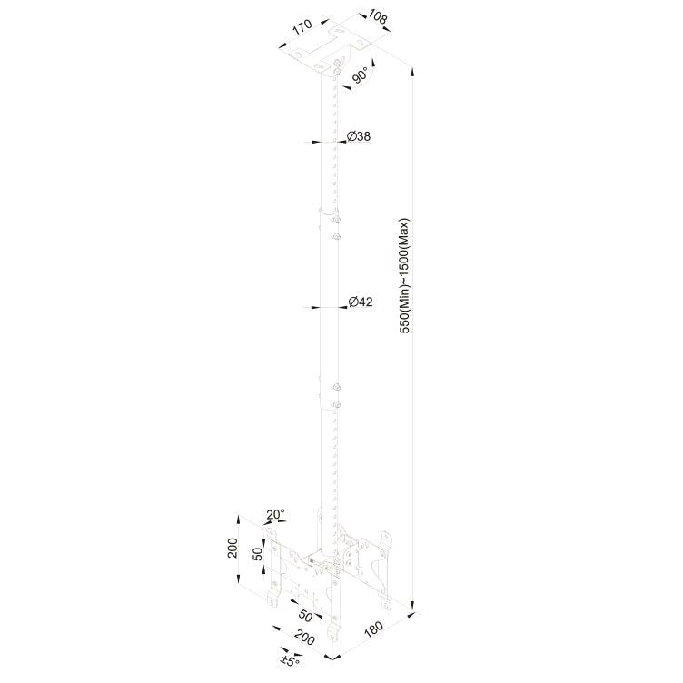 Multibrackets M Public Ceilingmount Small Back to Back White 1500
