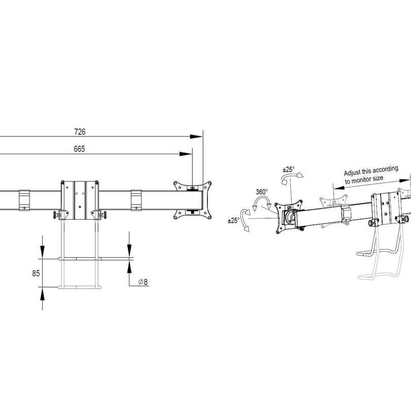 Multibrackets M VESA 75 100 Duo Crossbar with handle White