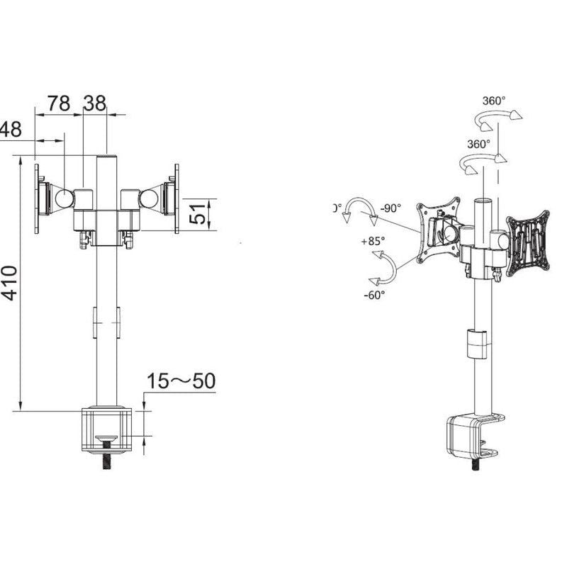 Multibrackets M VESA Deskmount Officeline Dual B2B White