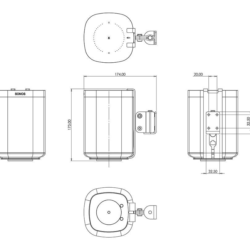 Multibrackets M Sonos S1/P1 Wall Mount Flex - Single White