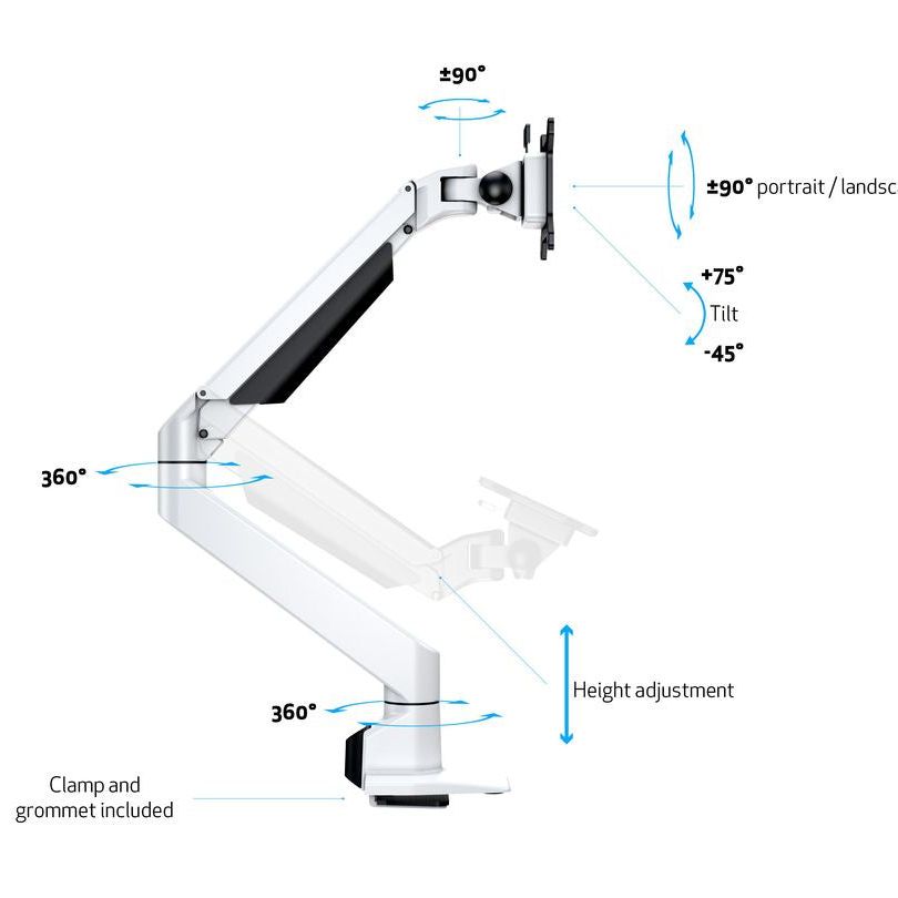 Multibrackets M VESA Gas Lift Arm Single White HD