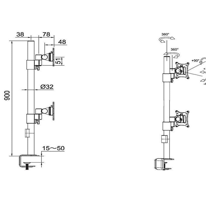 Multibrackets M VESA Deskmount Officeline Dual Vertical Black