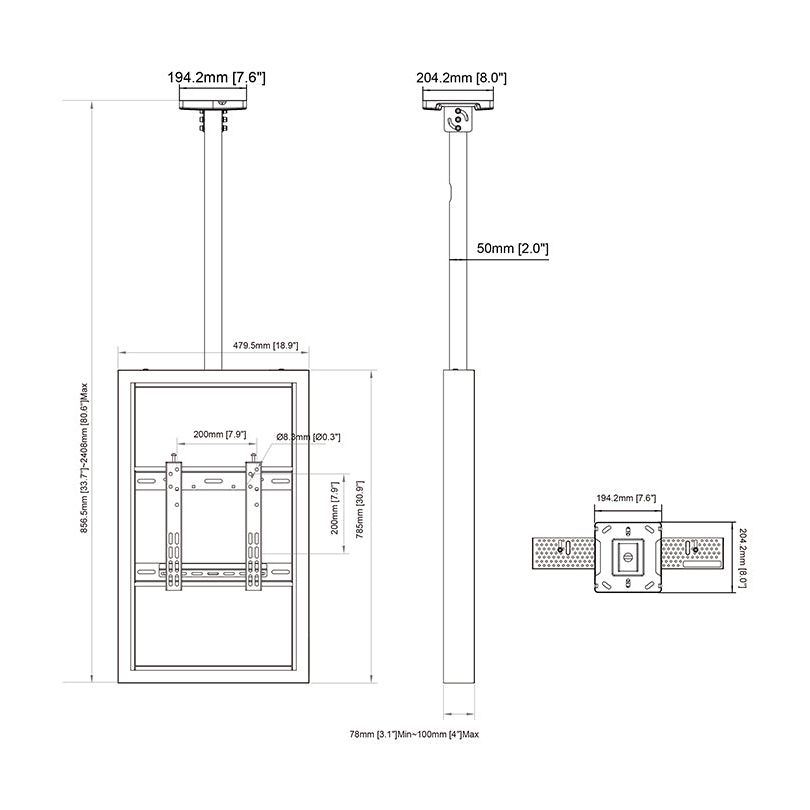 Multibrackets M Pro Series - Enclosure 32" Ceiling Small Black