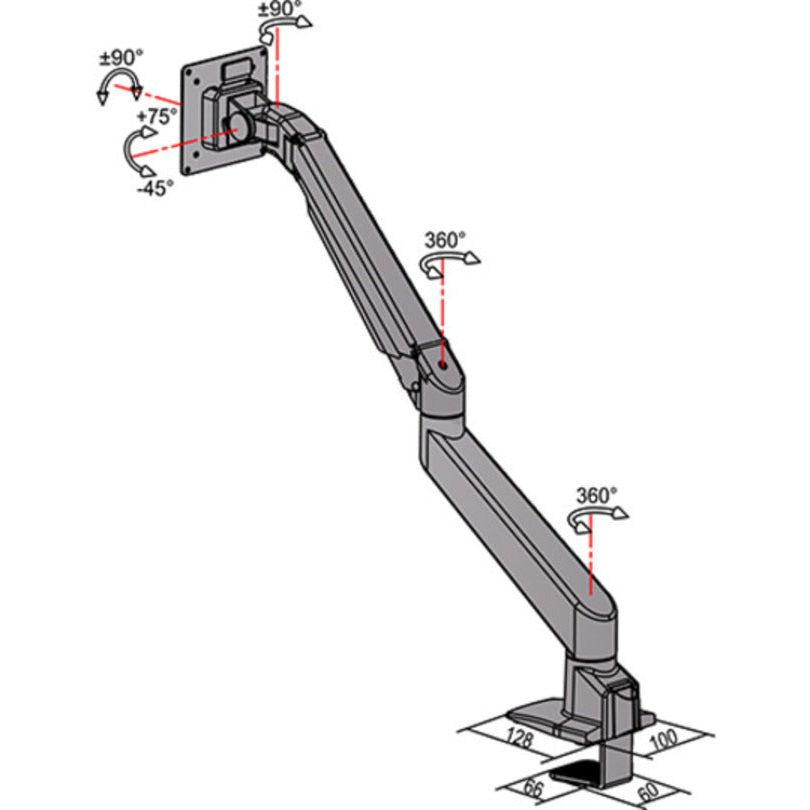 Multibrackets M VESA Gas Lift Arm Single White w. Duo Crossbar