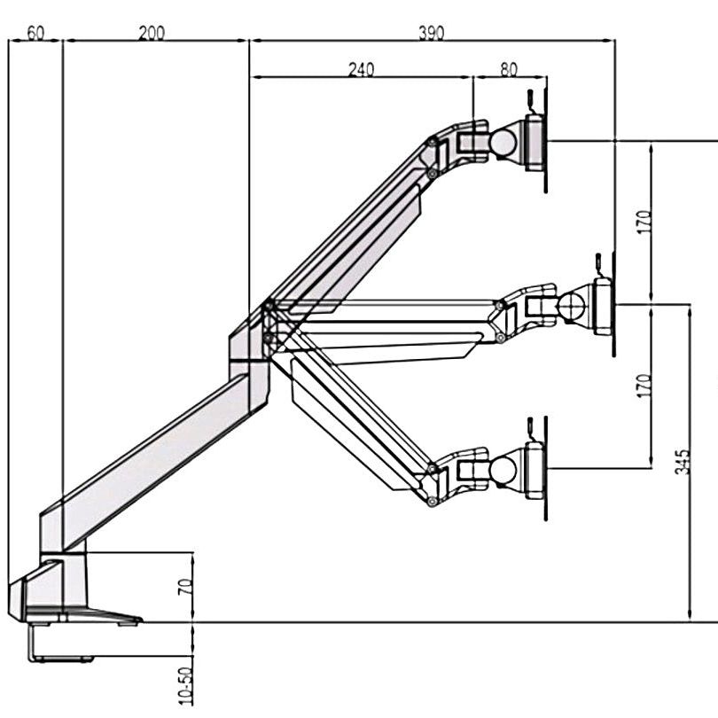 Multibrackets M VESA Gas Lift Arm w. Duo Crossbar 2 Black