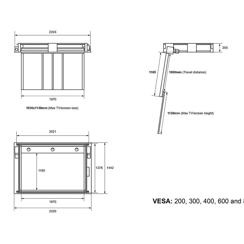 Multibrackets M Motorized Ceilingmount Inverted Extensional w/lid 65"-86"
