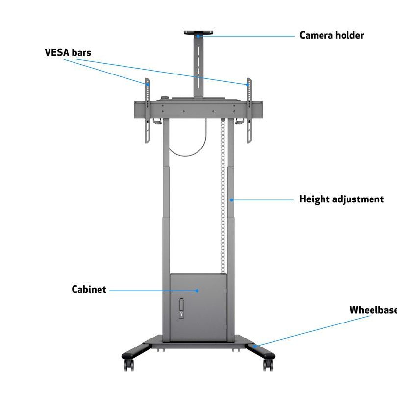 Multibrackets M Motorized Floorstand Incl cabinet & camerashelf 120kg Black