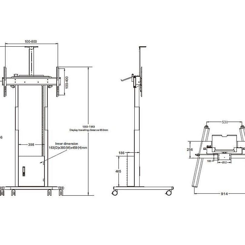 Multibrackets M Motorized Floorstand Incl cabinet & camerashelf 120kg Black