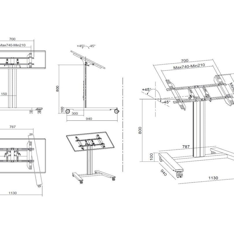 Multibrackets M Public Display Stand 80 HD Wheelbase Single Black