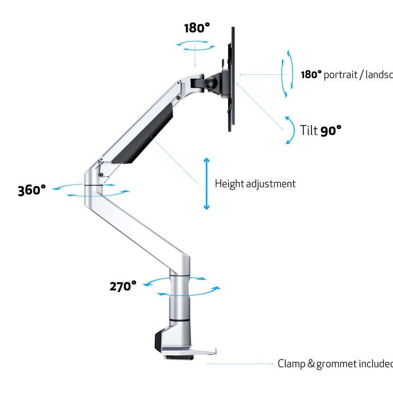 Multibrackets M VESA Gas Lift XL Single Silver HD