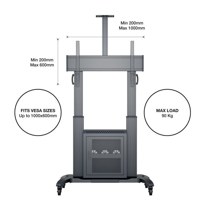 Multibrackets M Public Floorstand Dual Pillar 180 HD with AV Cabinet