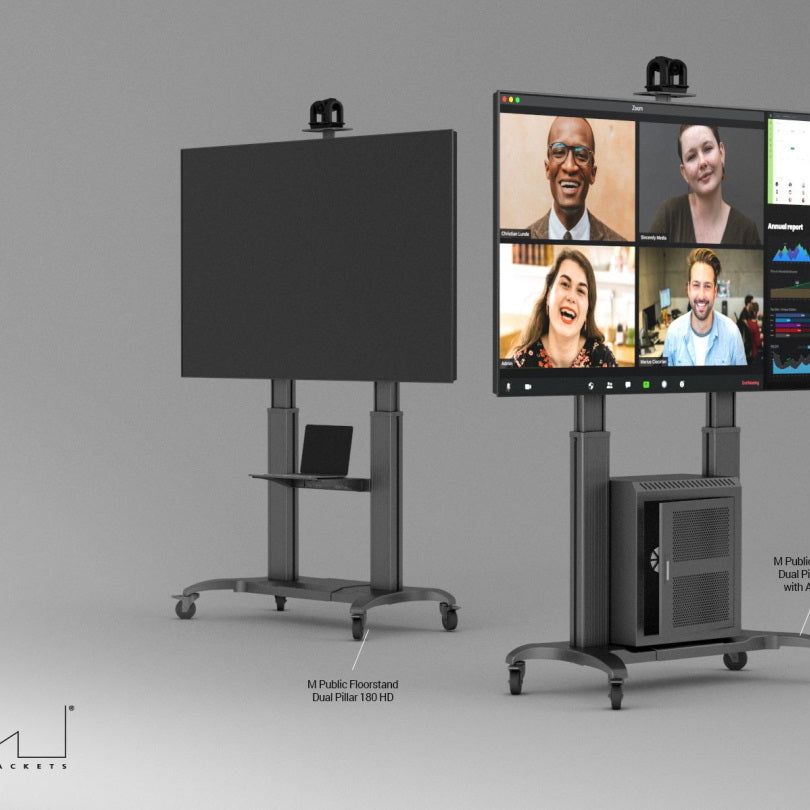 Multibrackets M Public Floorstand Dual Pillar 180 HD with AV Cabinet