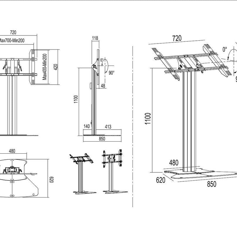 Multibrackets M Public Display Stand 110 HD Floorbase Single Silver