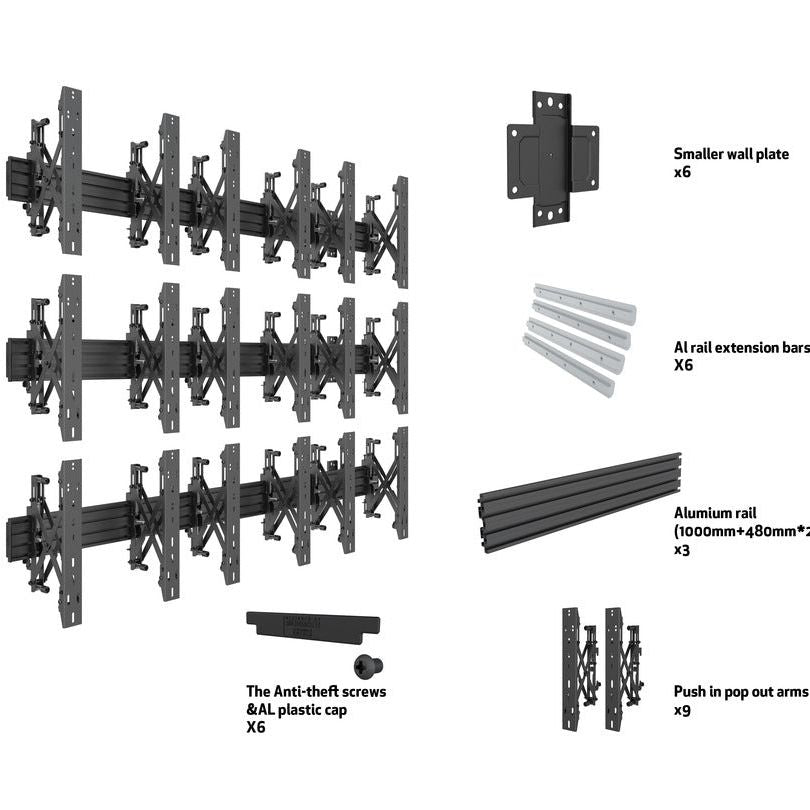 Multibrackets M Wallmount Pro MBW3x3UP Push In Pop Out Black
