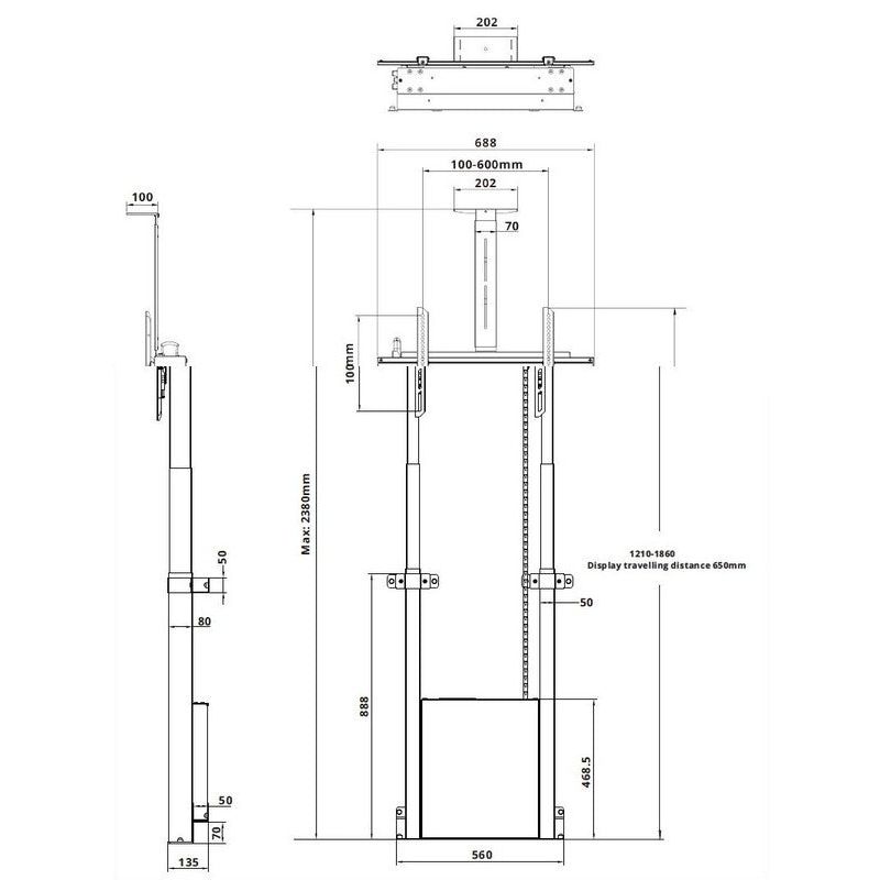 Multibrackets M Motorized Floormount incl camerashelf 120kg White