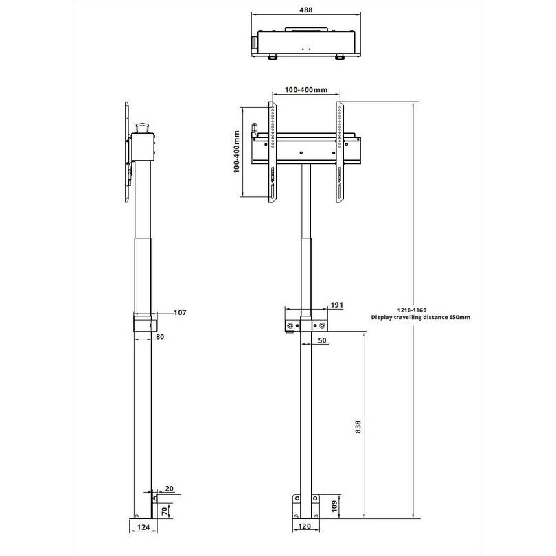 Multibrackets M Motorized Floormount 60kg White
