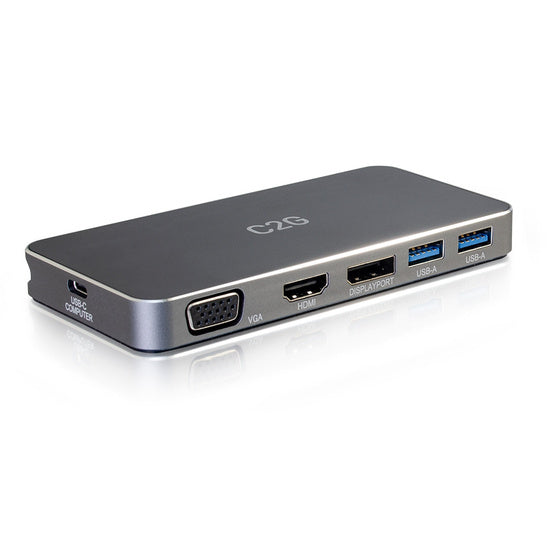 C2G USB-C® 7-in-1 Dual Display MST Docking Station with HDMI®, DisplayPort™, VGA and Power Delivery up to 100W - 4K 30Hz