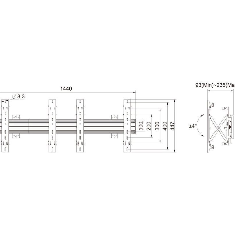 Multibrackets M Wallmount Pro MBW2x1UP Push In Pop Out Black