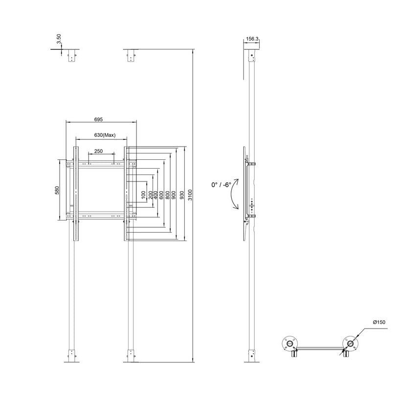 Multibrackets M Floor to Ceiling Mount Pro MBFC2P1UPHD