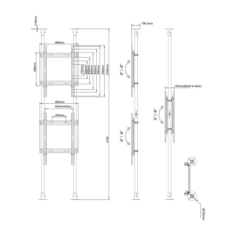 Multibrackets M Floor to Ceiling Mount Pro MBFC2P2UPHD