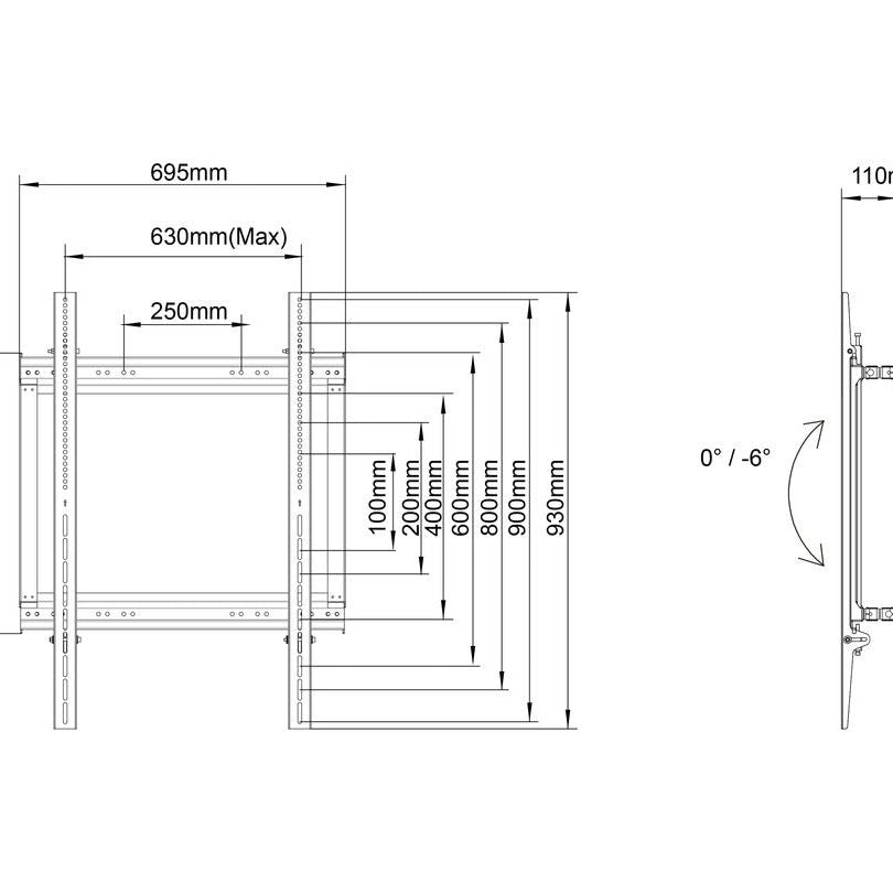 Multibrackets M Pro Series - Dual Pole bracket 600X900