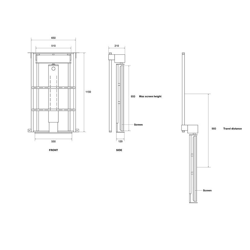 Multibrackets M Motorized Drop Down TV Lift Turn 55"-75"