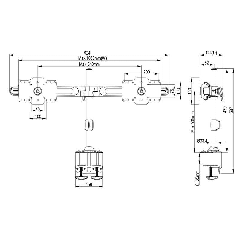 Multibrackets M VESA Desktopmount Dual Desk Clamp 24"-32"