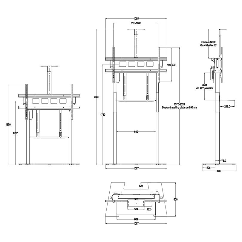 Multibrackets M Motorized Floorbase XL 150kg Black