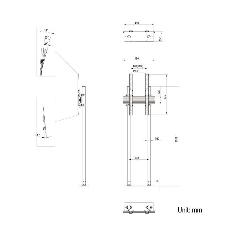 Multibrackets M Dual Pole Floormount Pro 65"-90"