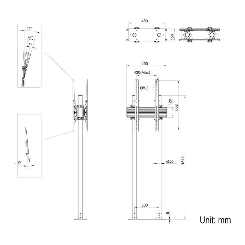 Multibrackets M Dual Pole Floormount Pro B2B 65"-90"