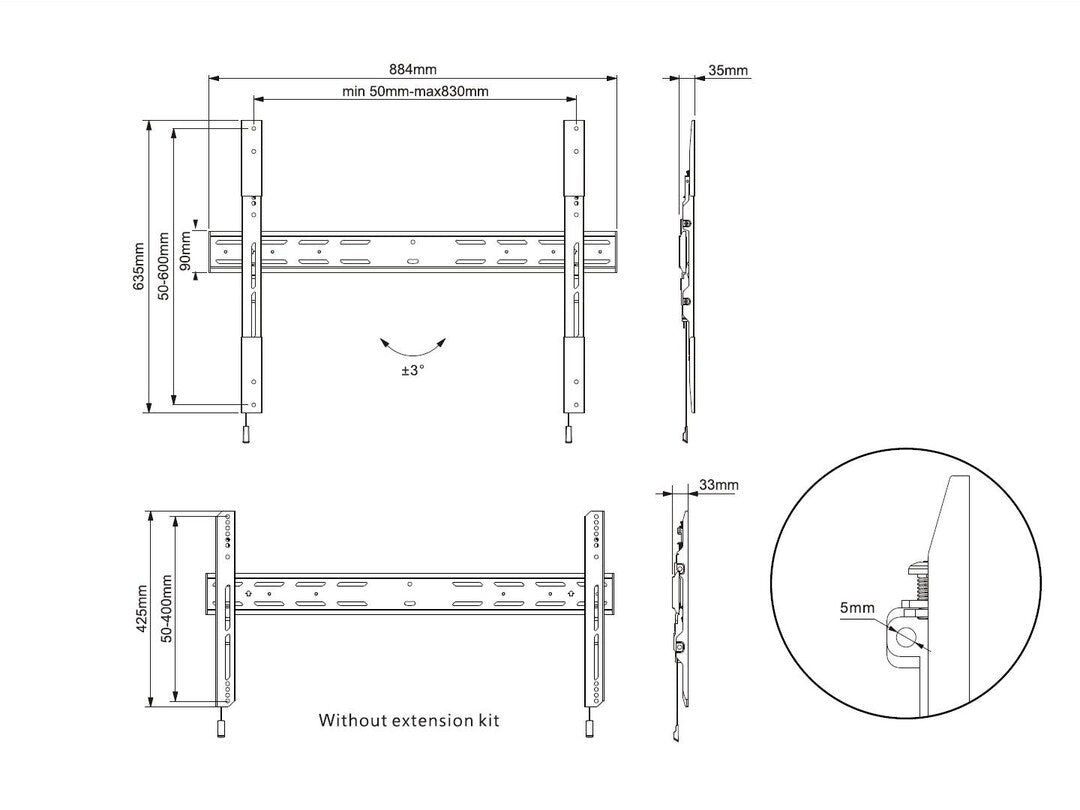 Multibrackets M Universal Wallmount Fixed X Large
