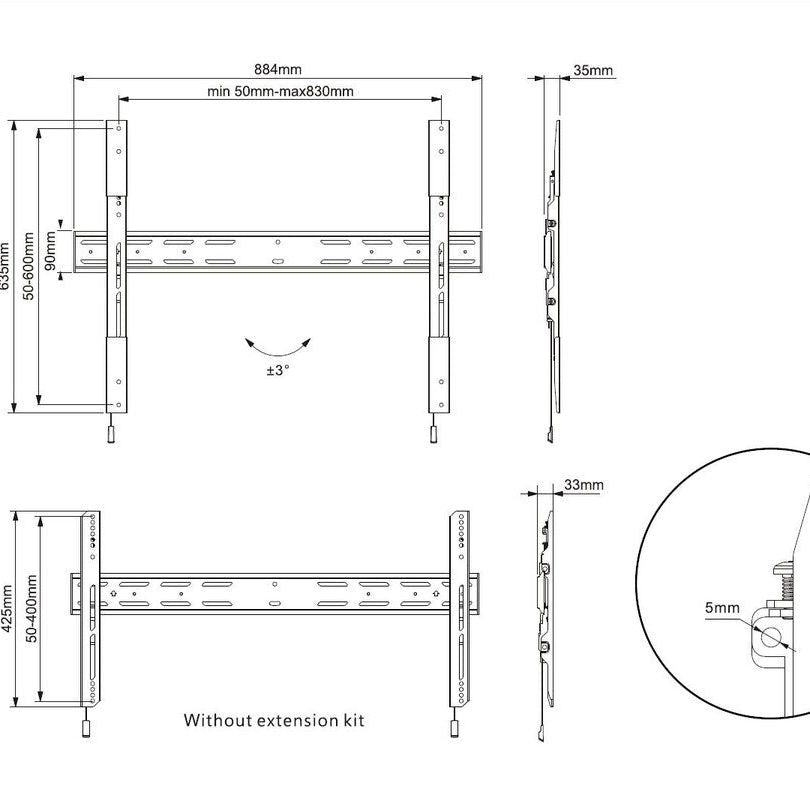 Multibrackets M Universal Wallmount Fixed X Large