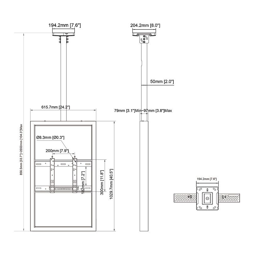 Multibrackets M Pro Series - Enclosure 43" Ceiling Small Black