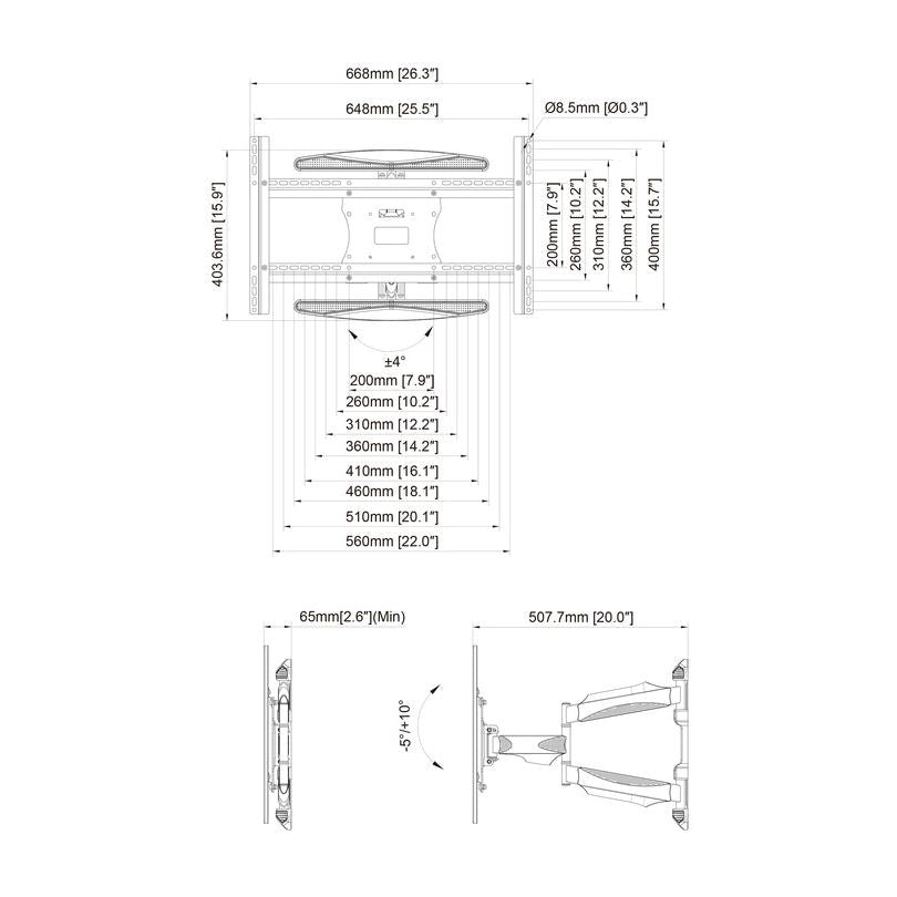 Multibrackets M VESA Flexarm Full Motion Single Portrait 400x600