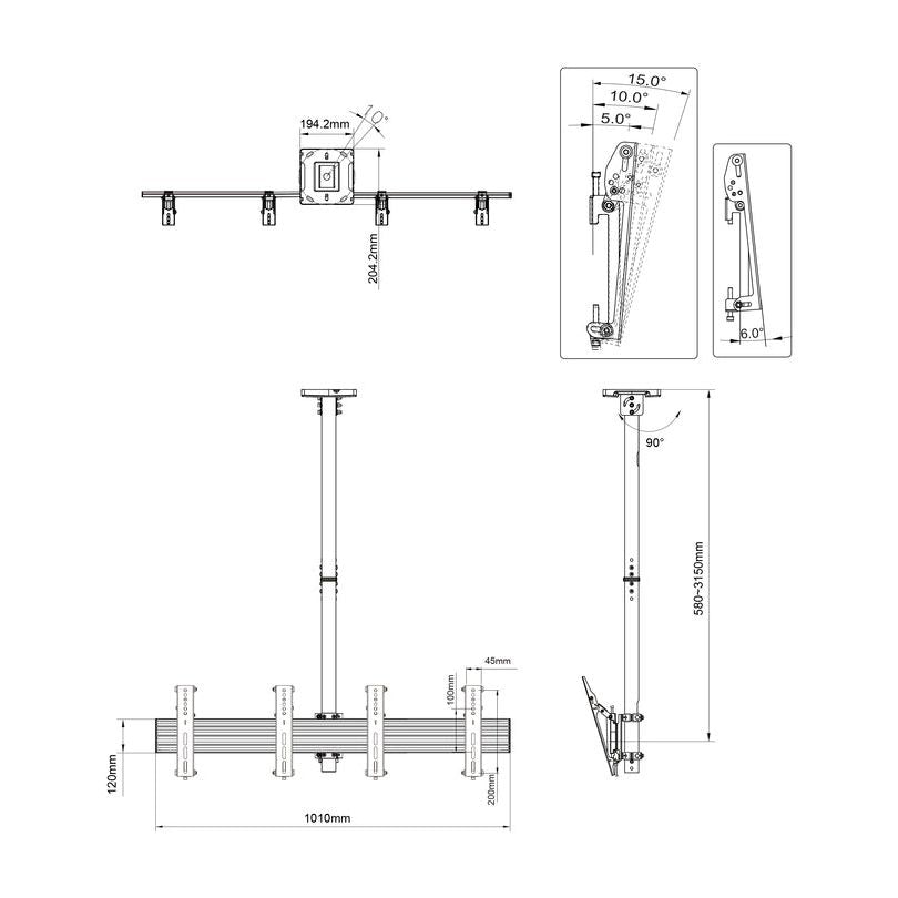 Multibrackets M Ceiling Mount Pro MBC2X1U, VESA 200