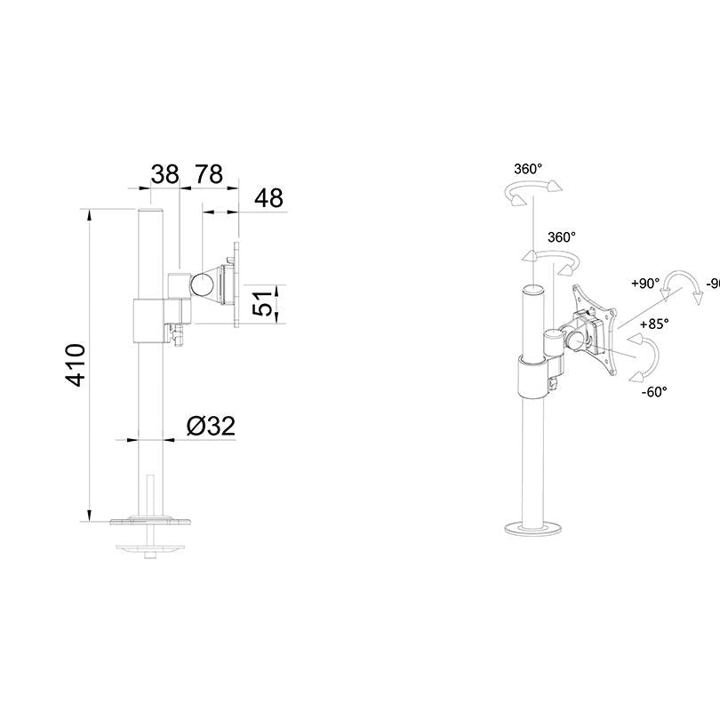 Multibrackets M VESA Deskmount Single + Enclosure